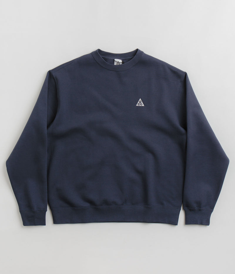 Nike ACG Tuff Fleece Crewneck Sweatshirt in Thunder Blue and Summit White