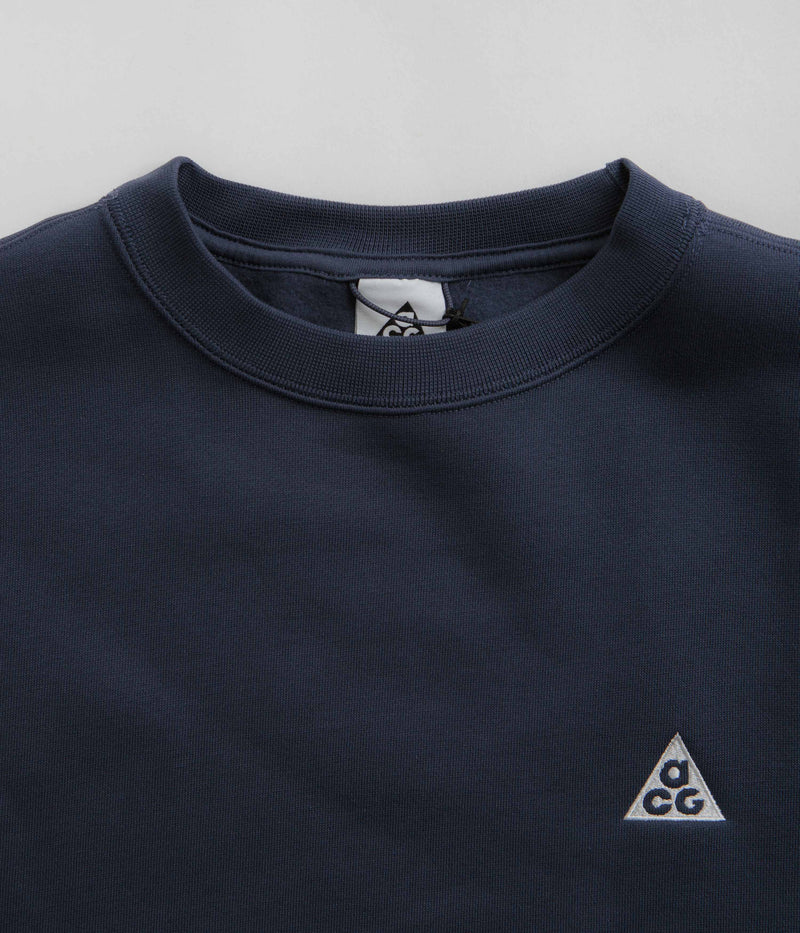 Nike ACG Tuff Fleece Crewneck Sweatshirt in Thunder Blue and Summit White