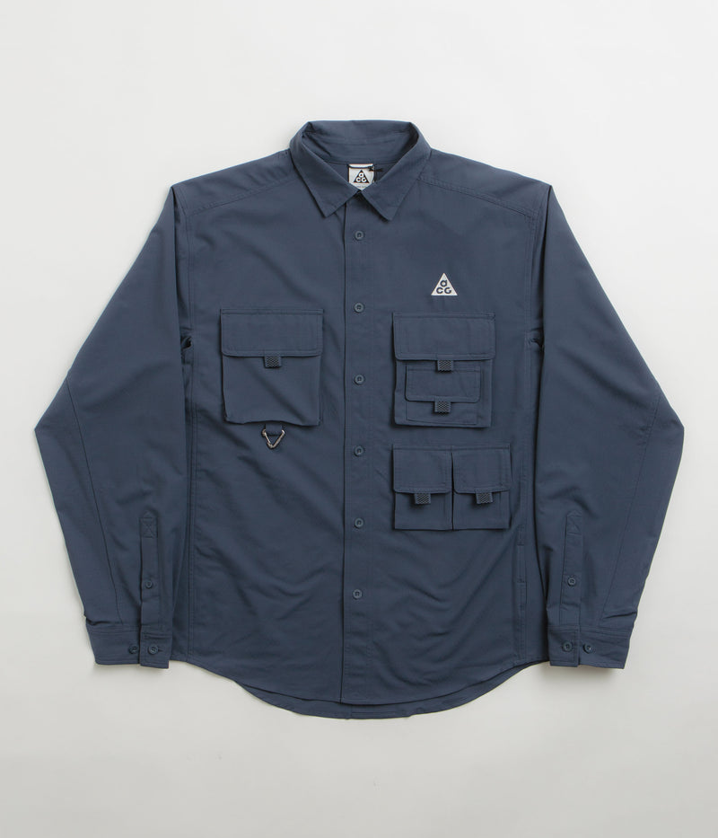 Nike ACG UV Devastation Trail Shirt in Thunder Blue and Summit White