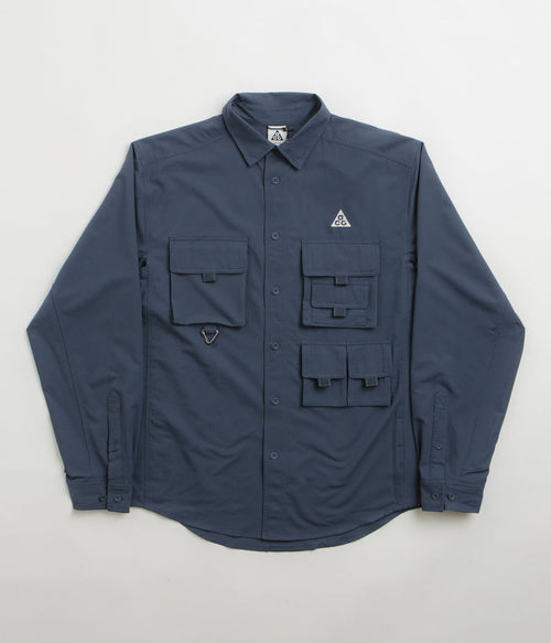 Nike ACG UV Devastation Trail Shirt in Thunder Blue and Summit White