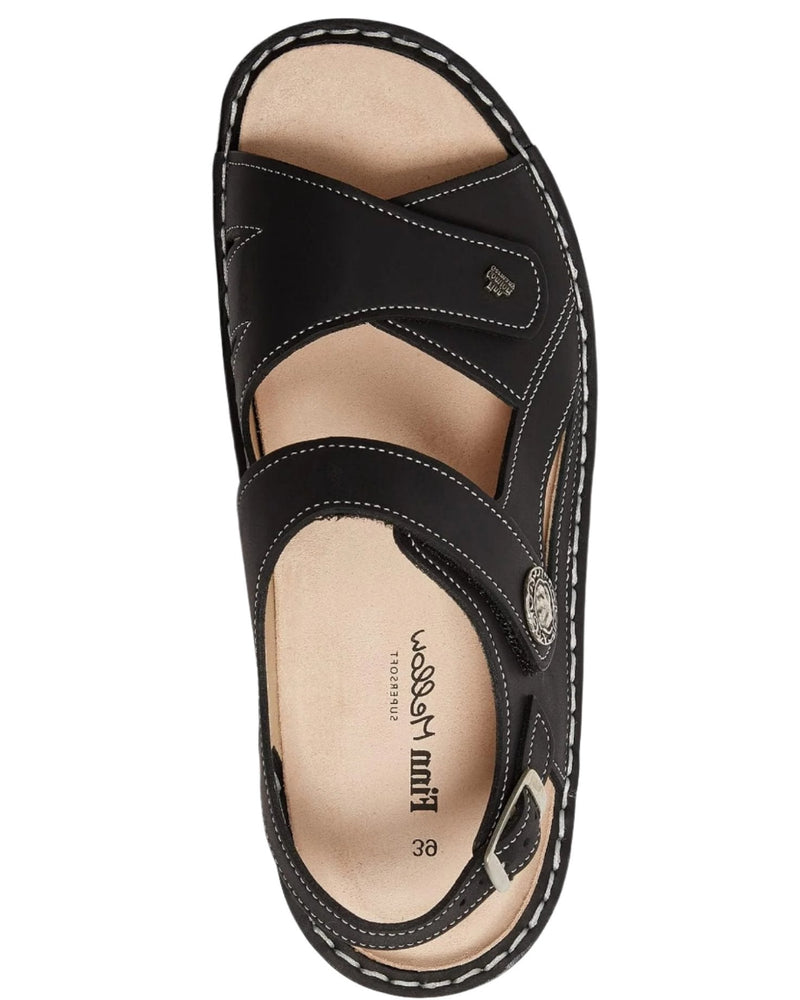 Women's Finn Comfort Barbuda in Black Nubuck. Sku: 02641-723393