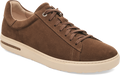 Quarter turn view Men's Birkenstock Footwear style name Bend Suede in color DARK TEA. Sku: 1030130