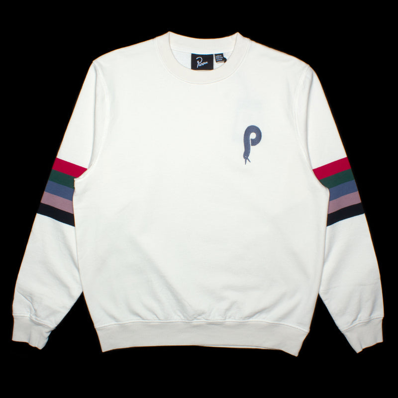Bird Face Font Sleeve Stripes Sweatshirt
