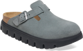 Quarter turn view Women's Birkenstock Footwear style name Boston Chunky Suede Narrow in color BASALT GR. Sku: 1029142