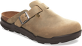 Quarter turn view Men's Birkenstock Footwear style name Boston Rugged in color TOBACCO OI. Sku: 1029589