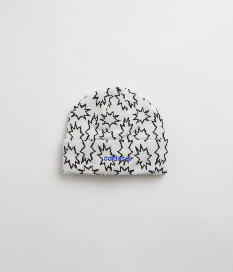 Adidas Burst Graphic Beanie in White and Black