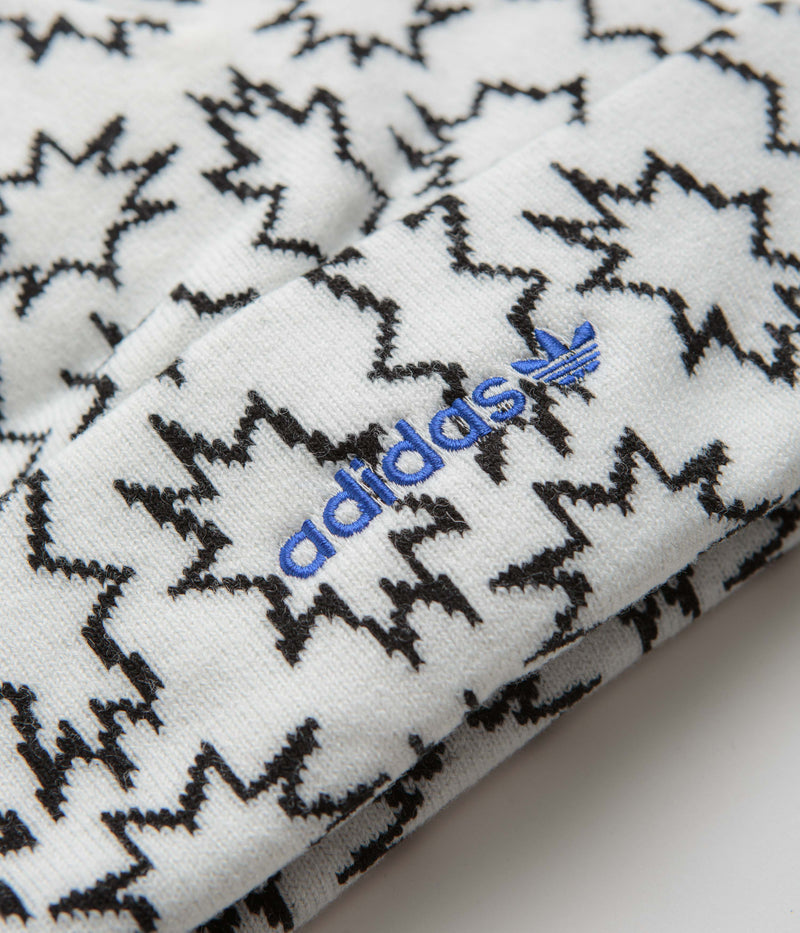 Adidas Burst Graphic Beanie in White and Black