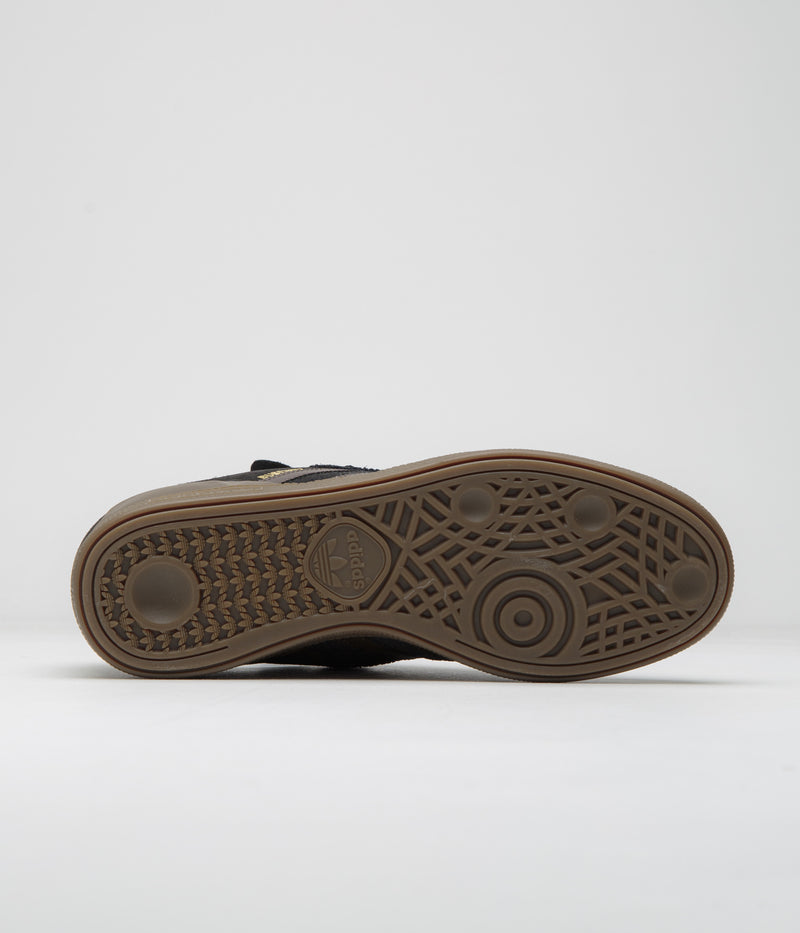 Adidas Busenitz Shoes in Core Black and Brown / Gold Metallic