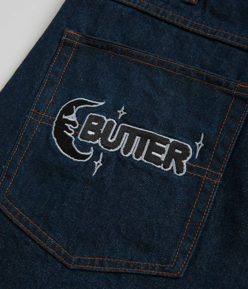 Butter Goods Critter Baggy Denim Shorts in Dark Indigo