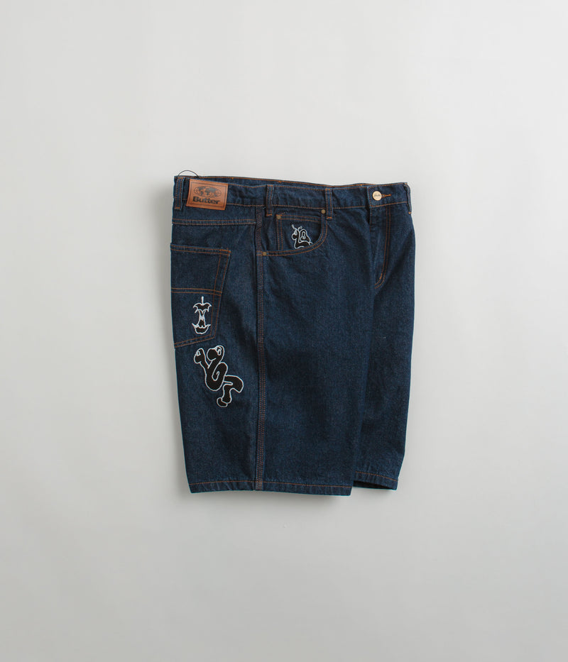 Butter Goods Critter Baggy Denim Shorts in Dark Indigo