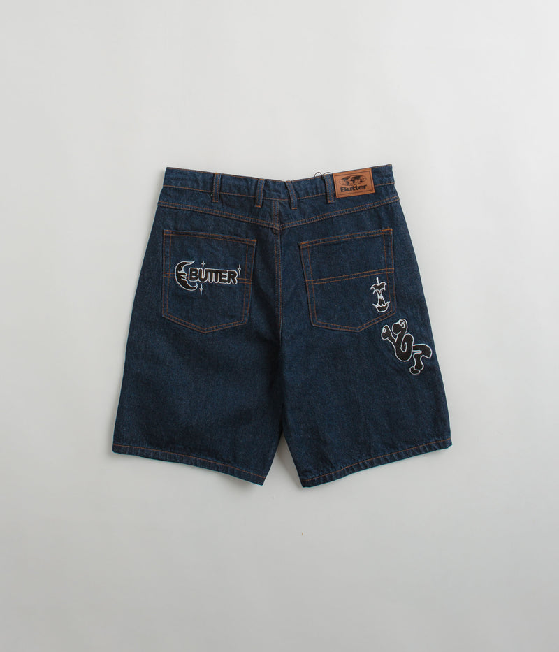 Butter Goods Critter Baggy Denim Shorts in Dark Indigo
