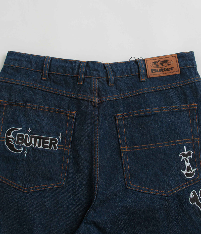 Butter Goods Critter Baggy Denim Shorts in Dark Indigo