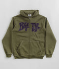 Butter Goods Fabric Applique Zip-Thru Hoodie in Army