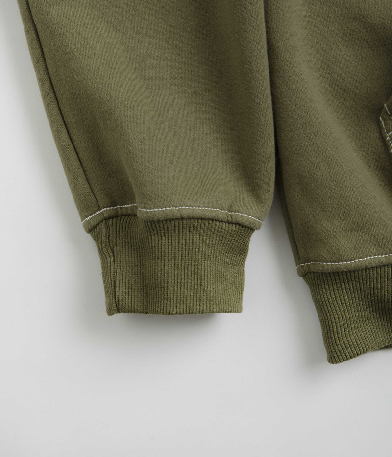 Butter Goods Fabric Applique Zip-Thru Hoodie in Army