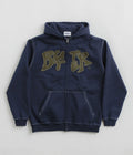 Butter Goods Fabric Applique Zip-Thru Hoodie in Navy