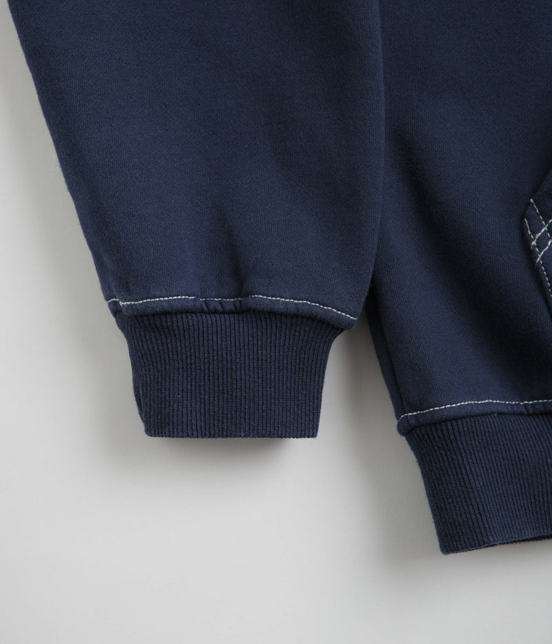 Butter Goods Fabric Applique Zip-Thru Hoodie in Navy