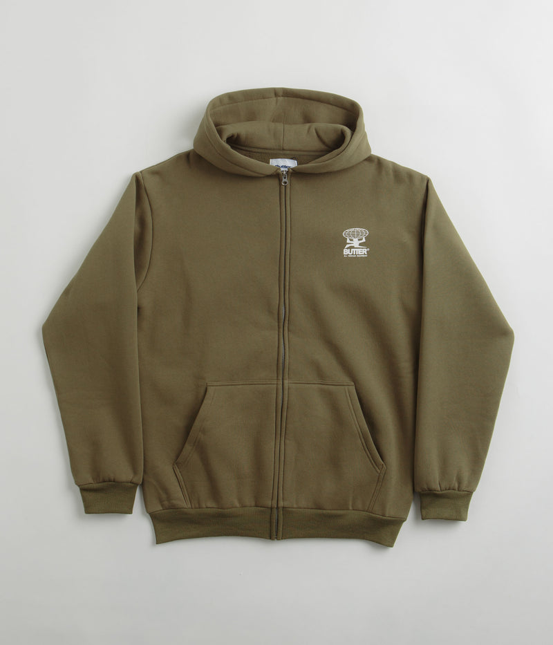 Butter Goods Terrain Zip-Thru Hoodie in Army