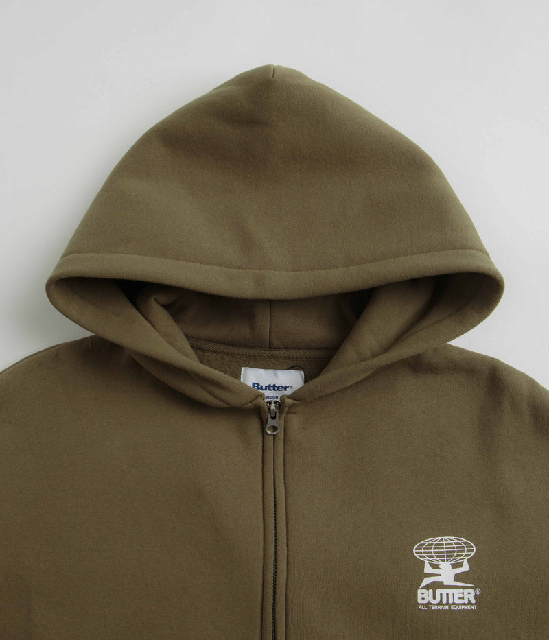 Butter Goods Terrain Zip-Thru Hoodie in Army