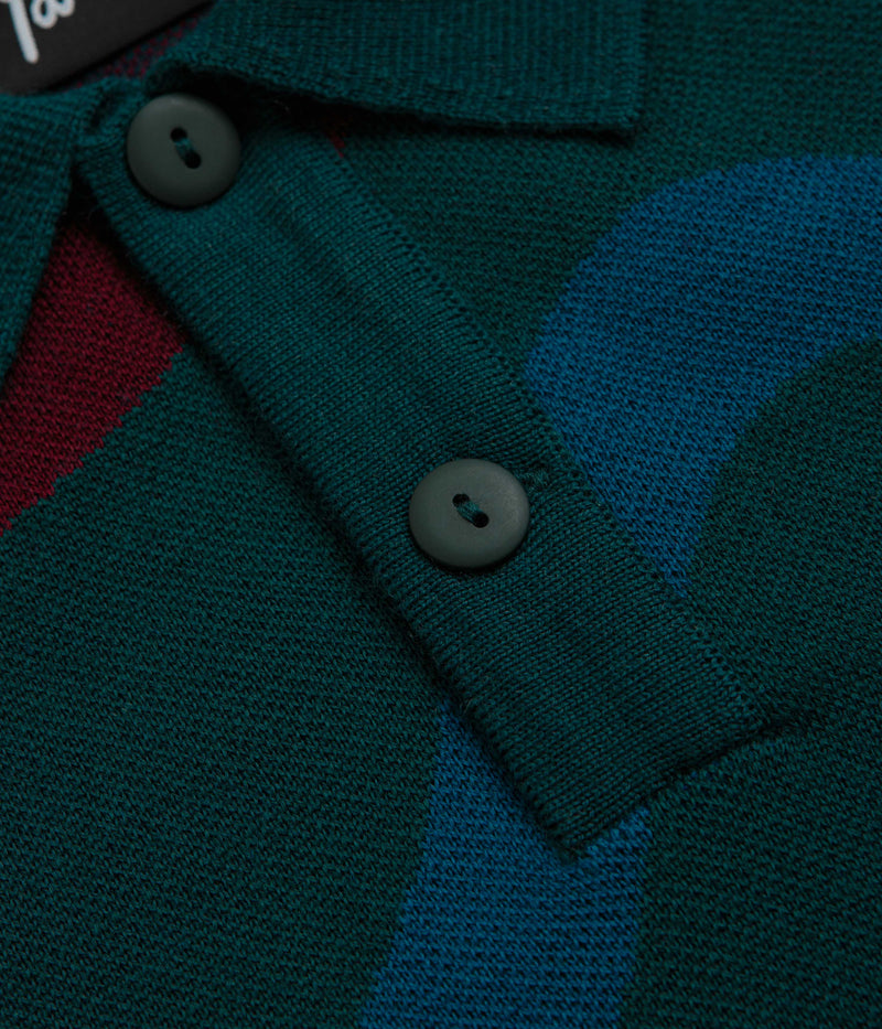 by Parra Colored Soundwave Knitted Polo Sweatshirt in Green