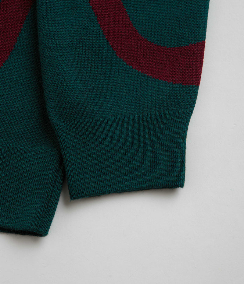 by Parra Colored Soundwave Knitted Polo Sweatshirt in Green
