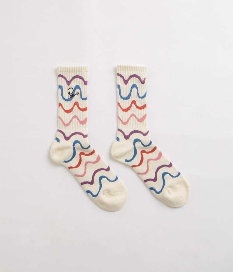 by Parra Sock Wave Crew Socks in Off White