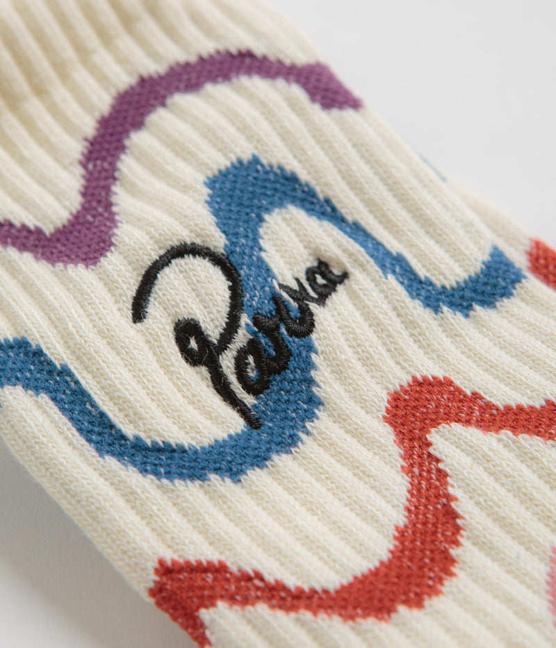 by Parra Sock Wave Crew Socks in Off White