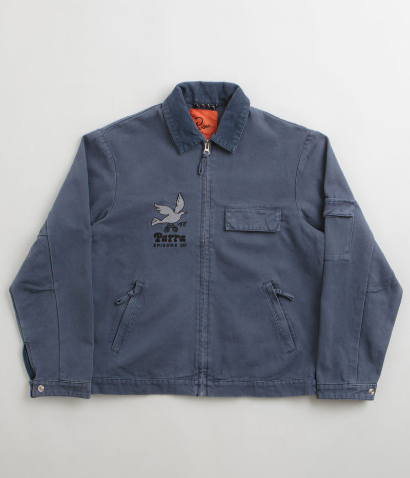 by Parra Twilled Bird Wheel Jacket in Washed Blue
