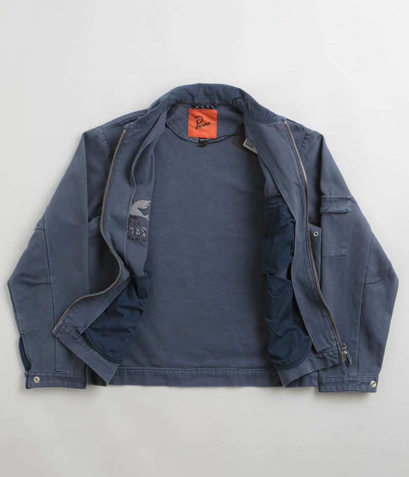 by Parra Twilled Bird Wheel Jacket in Washed Blue