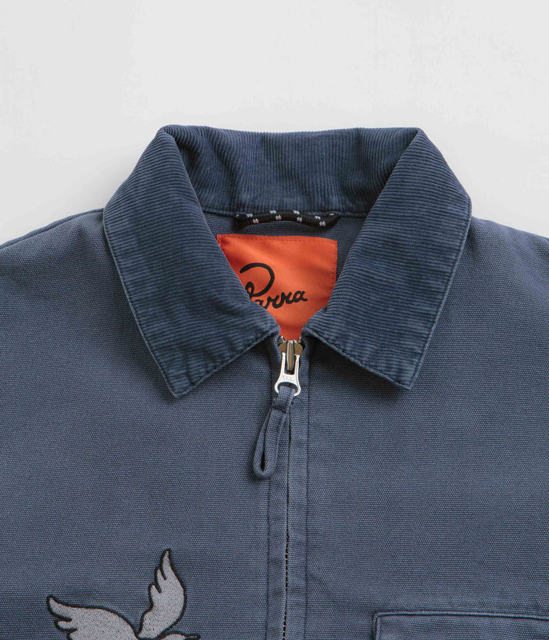 by Parra Twilled Bird Wheel Jacket in Washed Blue