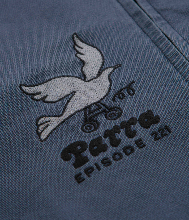 by Parra Twilled Bird Wheel Jacket in Washed Blue