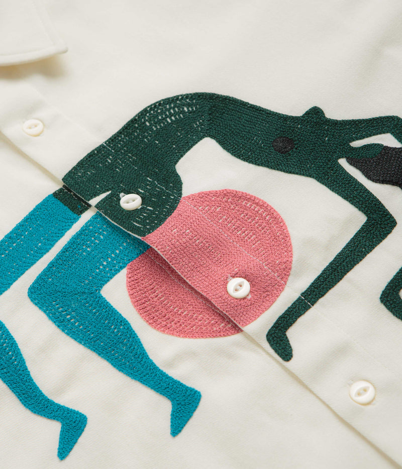 by Parra Yoga Balled Short Sleeve Shirt in Off White