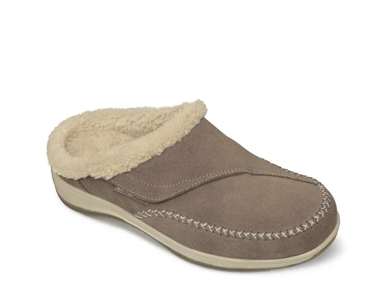 Women's Orthofeet Charlotte in Taupe. Sku: S735-D