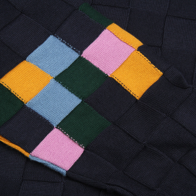 Checked Panel Knitted Crewneck