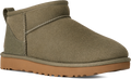 Quarter turn view Women's UGG Footwear style name Classic Ultra Mini in color MOSS GREEN. Sku: 1116109-MMP