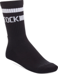 Quarter turn view Unisex Birkenstock Sock style name Cotton Crew Stripe in color BLK/WHT. Sku: 1030265