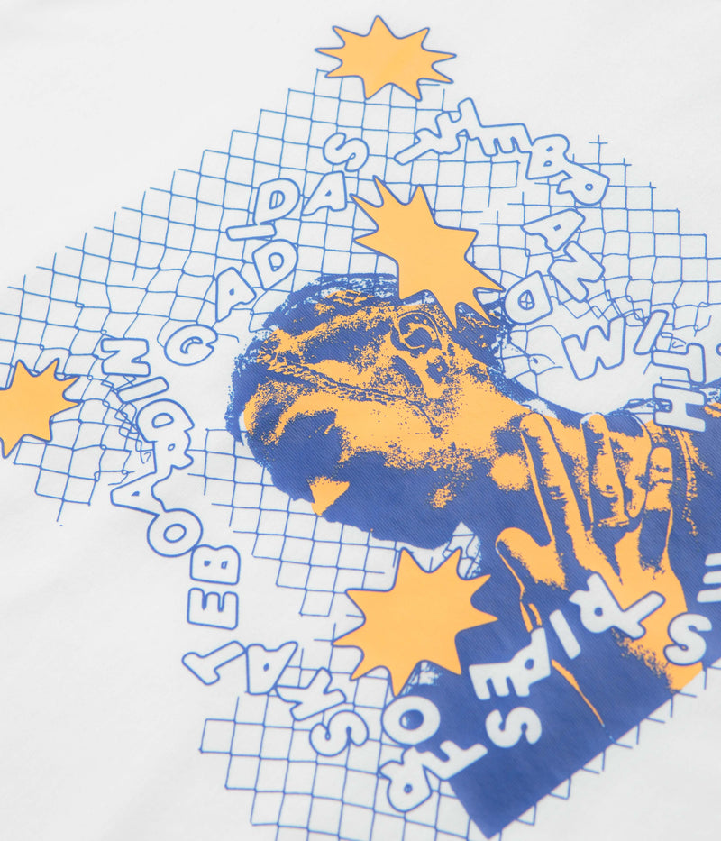 Adidas Dre T-Shirt in White and Team Royal Blue / Hazy Orange