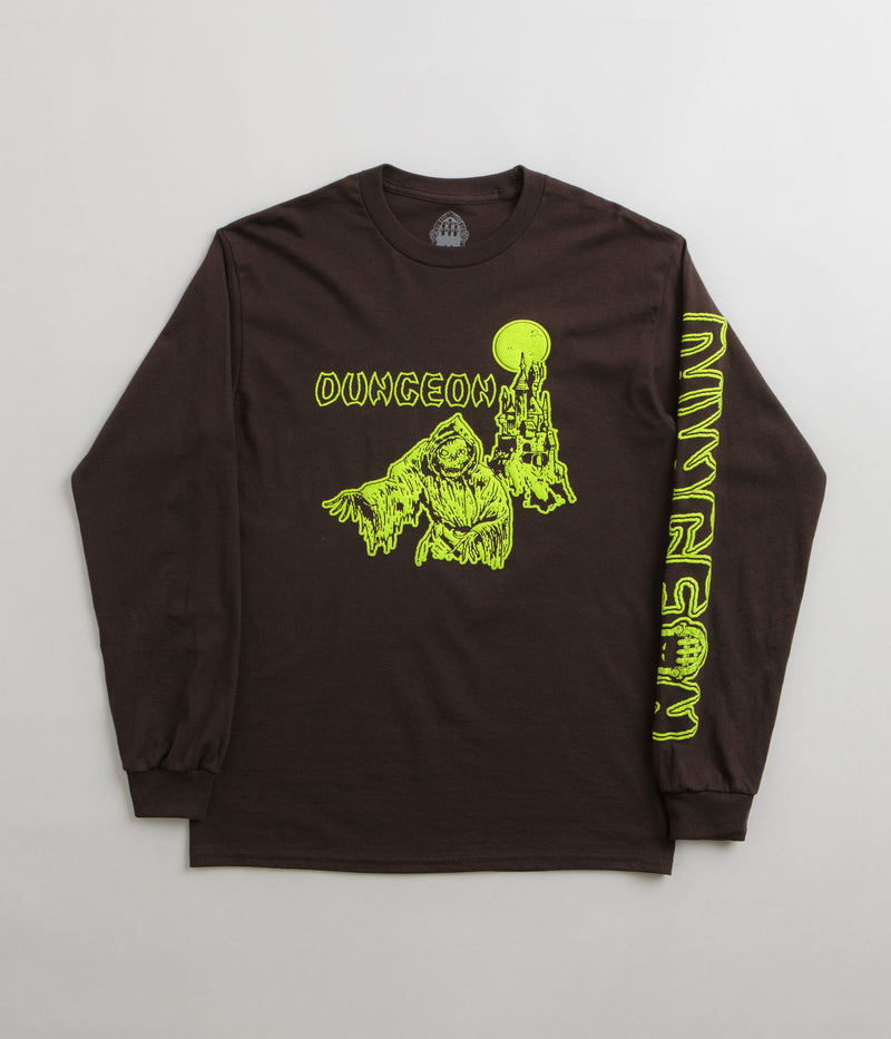 Dungeon Tower Long Sleeve T-Shirt in Chocolate and Neon Yellow