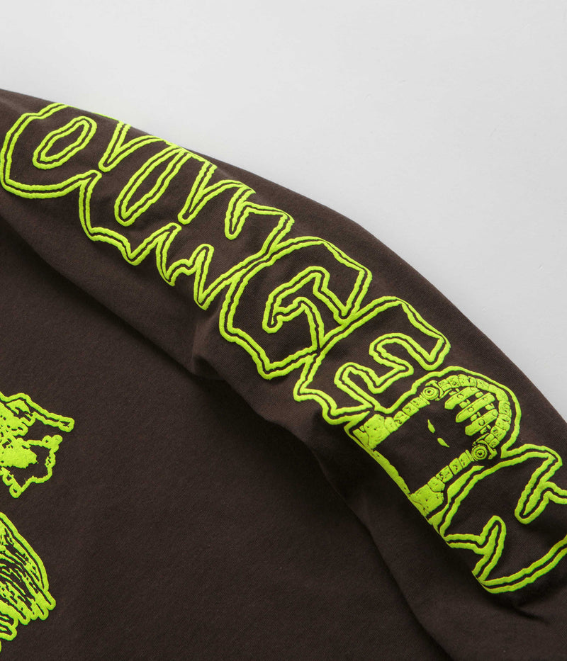 Dungeon Tower Long Sleeve T-Shirt in Chocolate and Neon Yellow