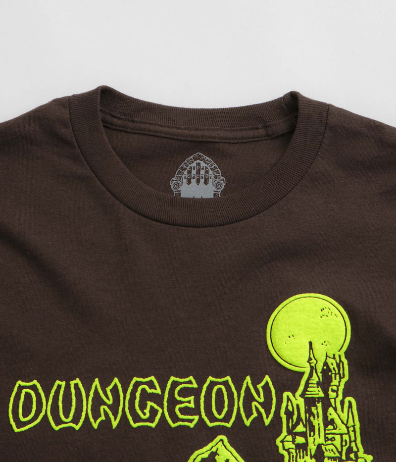 Dungeon Tower Long Sleeve T-Shirt in Chocolate and Neon Yellow