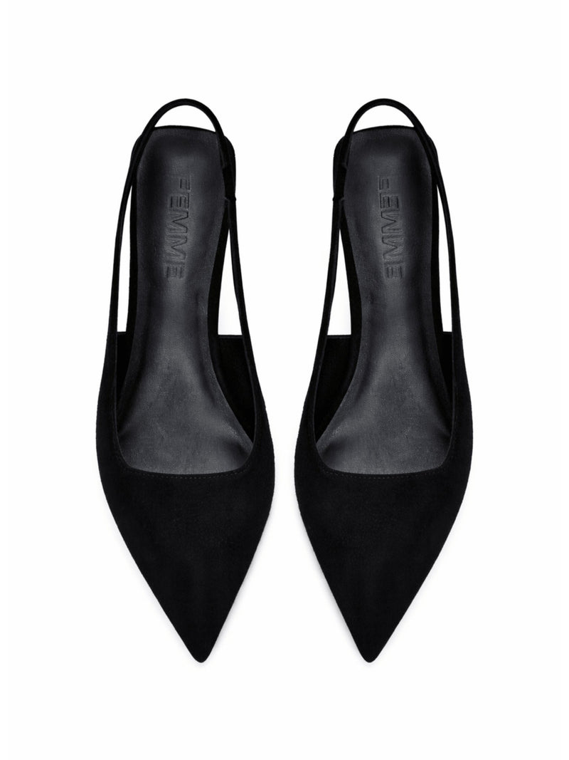 G55 Slingback - Suede Noir - FEMME LA