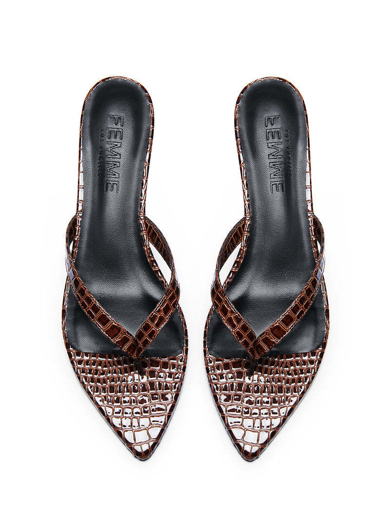 Ginza Thong Slipper - Brown Croc