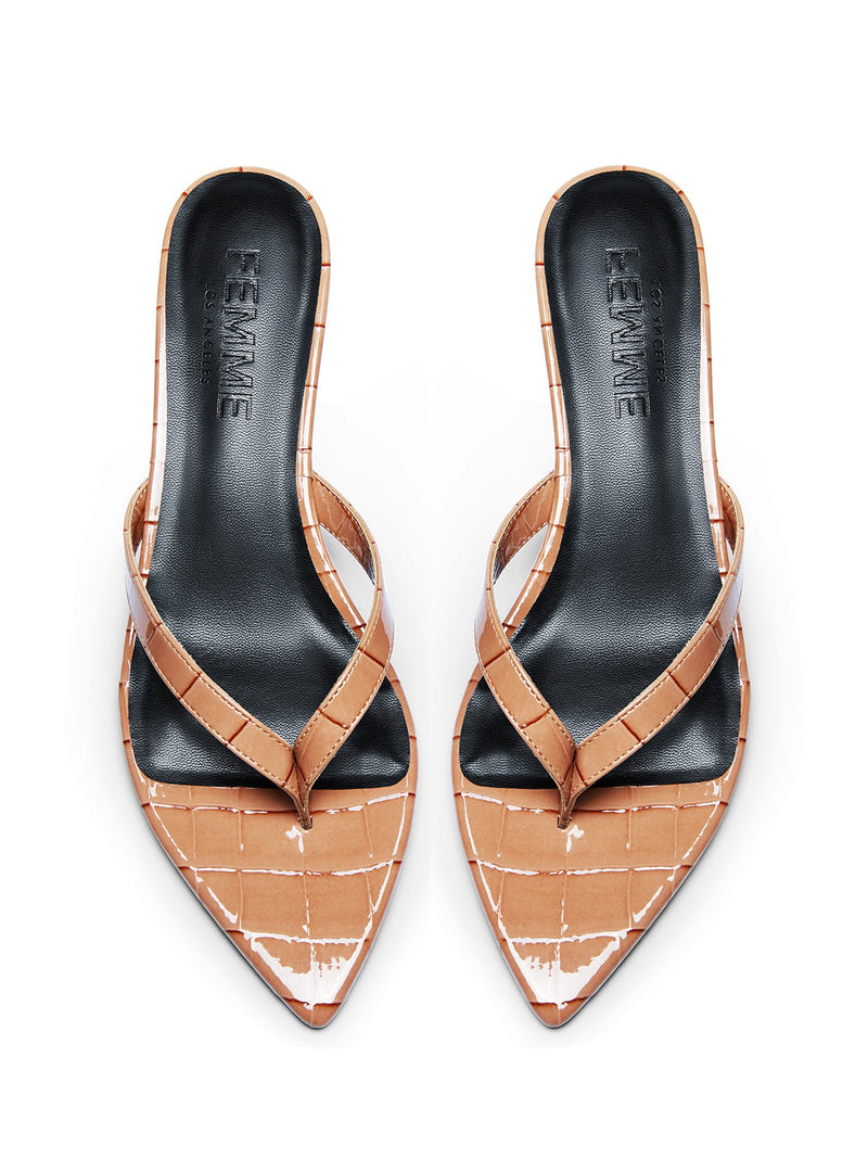 Ginza Thong Slipper - Taupe Croc - FEMME LA