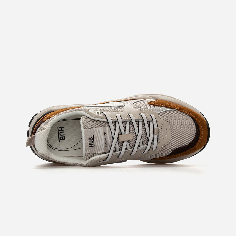HUB Grid | Light Bone/Off White/Cognac | Men