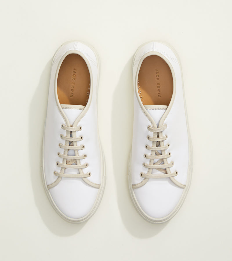 White Leather with Cream Sole