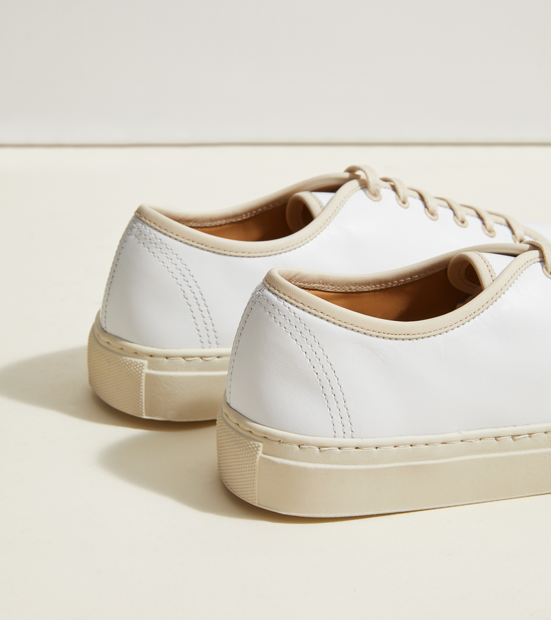 White Leather with Cream Sole