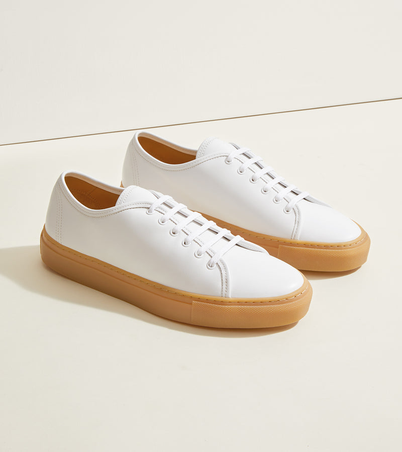 White Leather with Gum Sole