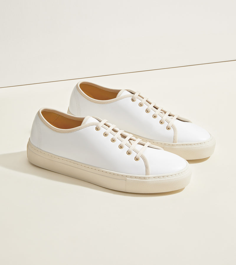 White Leather with Cream Sole