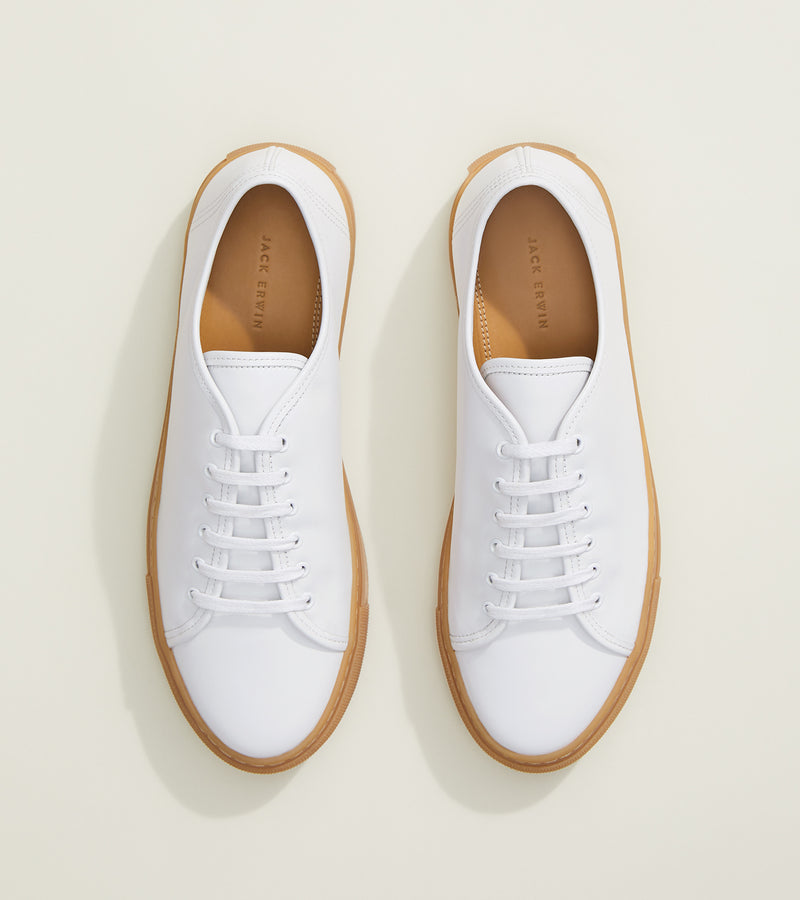 White Leather with Gum Sole