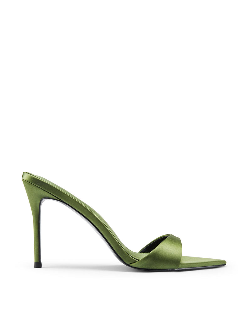 Kaia 100 Slipper - Khaki Satin - FEMME LA