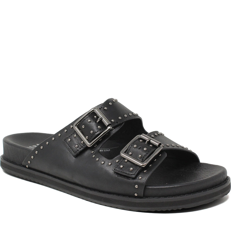 Quarter turn Women's Ziera Footwear style name Lavro-W in color Black-Gunmetal Leather. Sku: ZR11066BQOLE